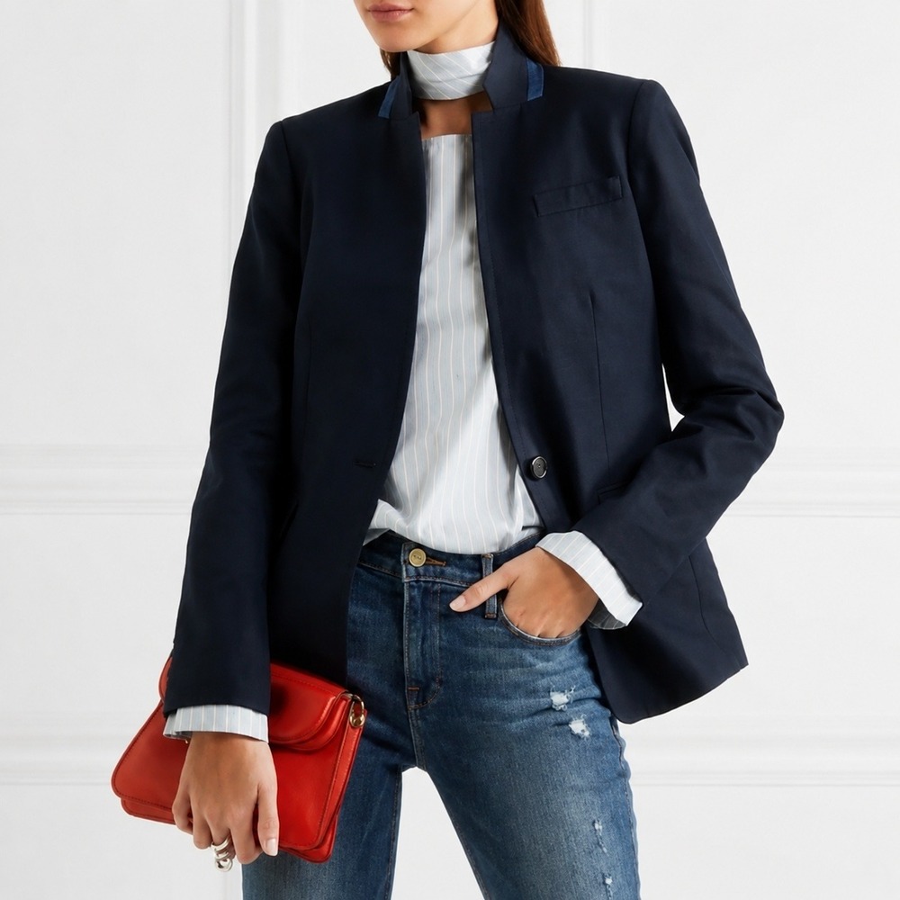 J.Crew Regent Blazer 8 Black Wool Blend Tailored Office Career Jacket